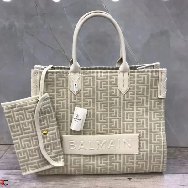Balmain B Army Jacquard Apricot Tote Bag With Pouch Jacquard Apricot With Dust Bag 990