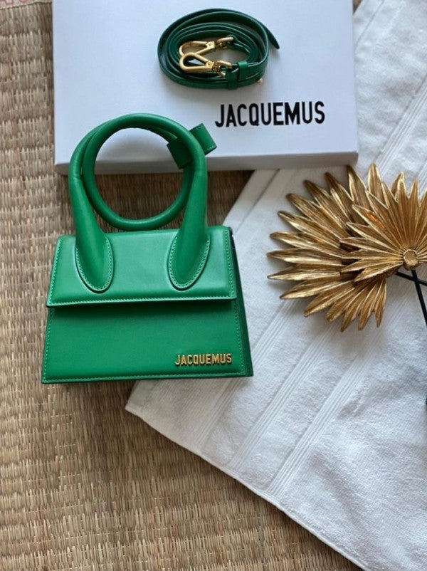 Jacquemus Le Chiquito Noeud Bag With OG Box Dust Bag & Extra Sling Belt (Green 665)