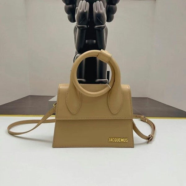 Jacquemus Le Chiquito Noeud Bag With OG Box Dust Bag & Extra Sling Belt (Apricot   665)
