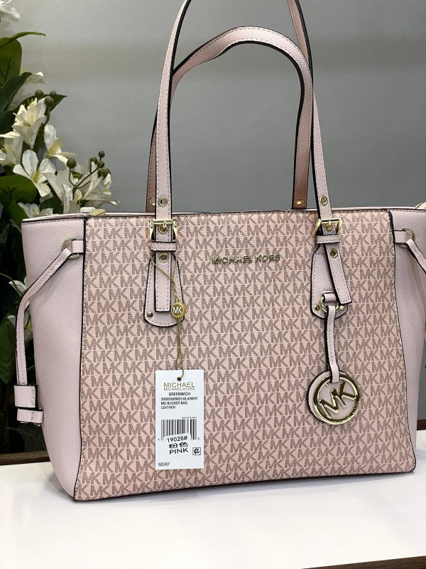 Michael Kors Voyager Leather Satchel Shoulder Bag With Dust Bag (19028 Pink)