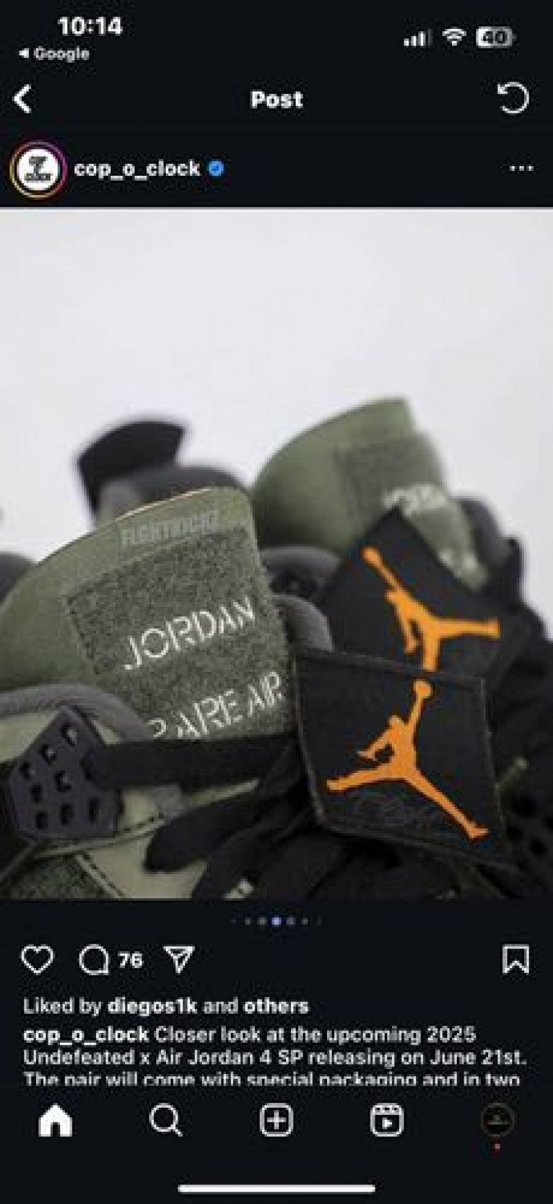 Air Jordan 4 Undefeated Olive Green