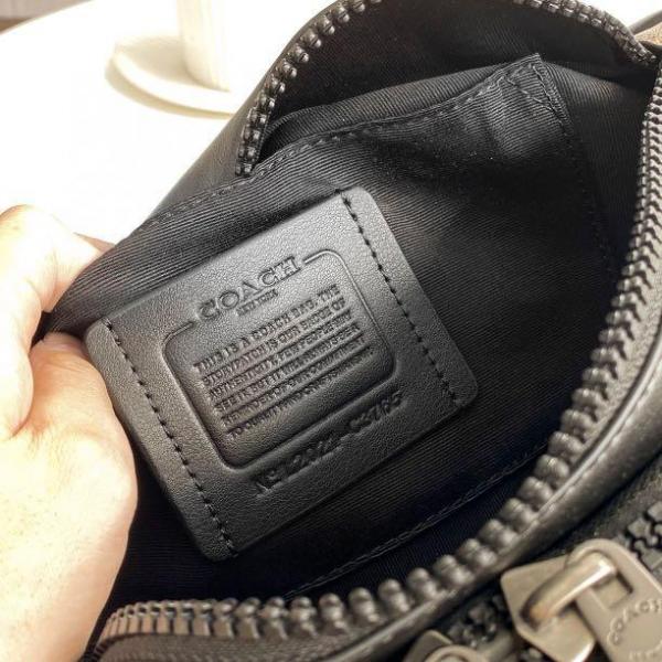 Coach Unisex Waist Pouch Track Belt Bag Signature Canvas Gunmetal Lock With Dust Bag (G1130 Apricot)