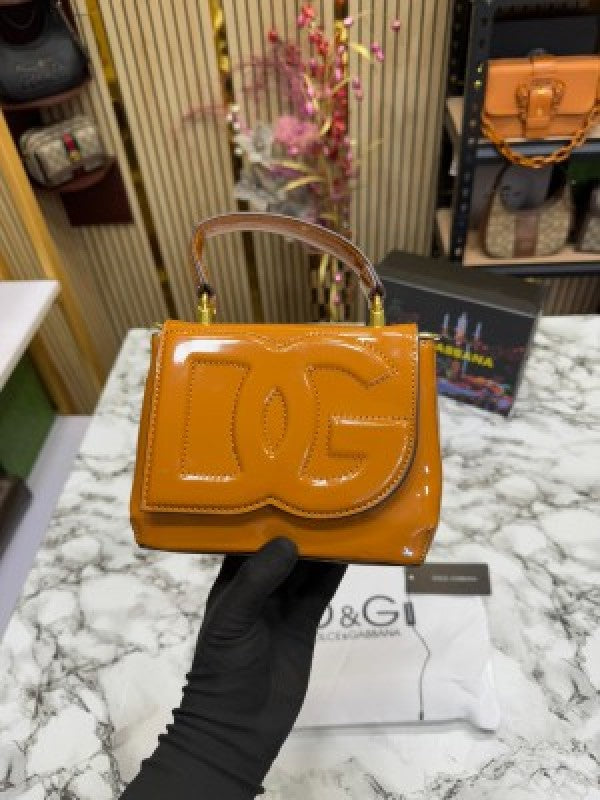 Dolce & Gabbana lacquered bag mini DG Logo (Brown)