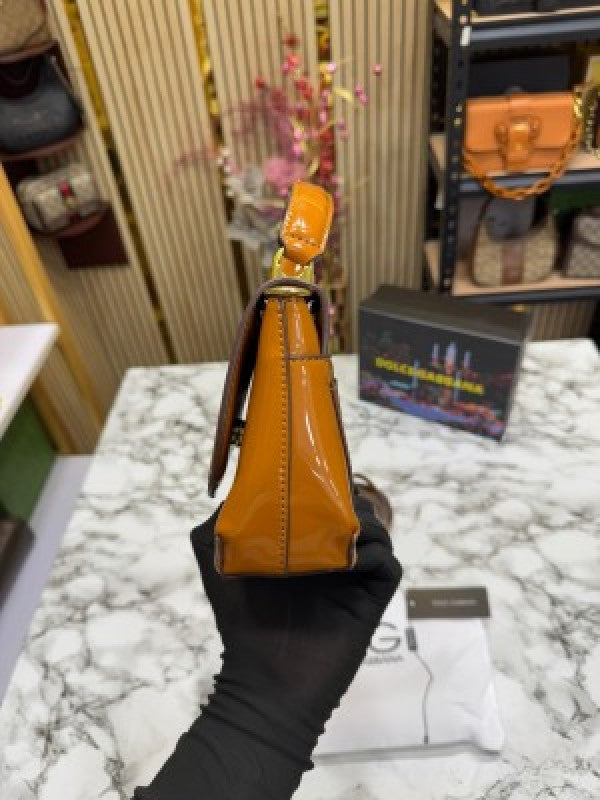 Dolce & Gabbana lacquered bag mini DG Logo (Brown)