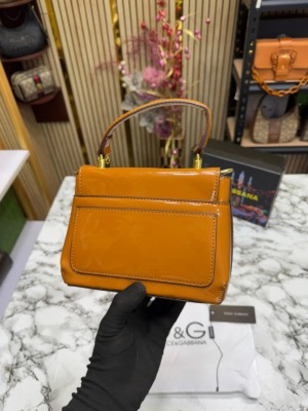 Dolce & Gabbana lacquered bag mini DG Logo (Brown)