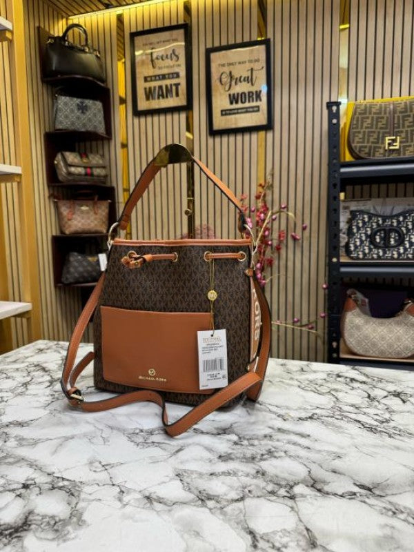 Michael Kors Maeve Medium Bucket Bag With Dust Bag (Brown)