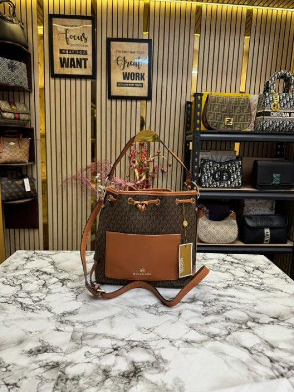 Michael Kors Maeve Medium Bucket Bag With Dust Bag (Brown)