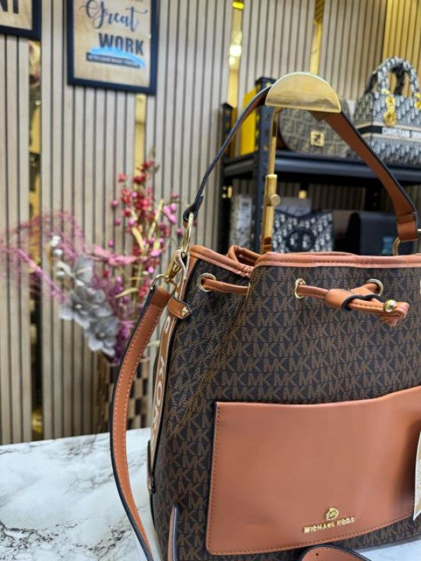 Michael Kors Maeve Medium Bucket Bag With Dust Bag (Brown)