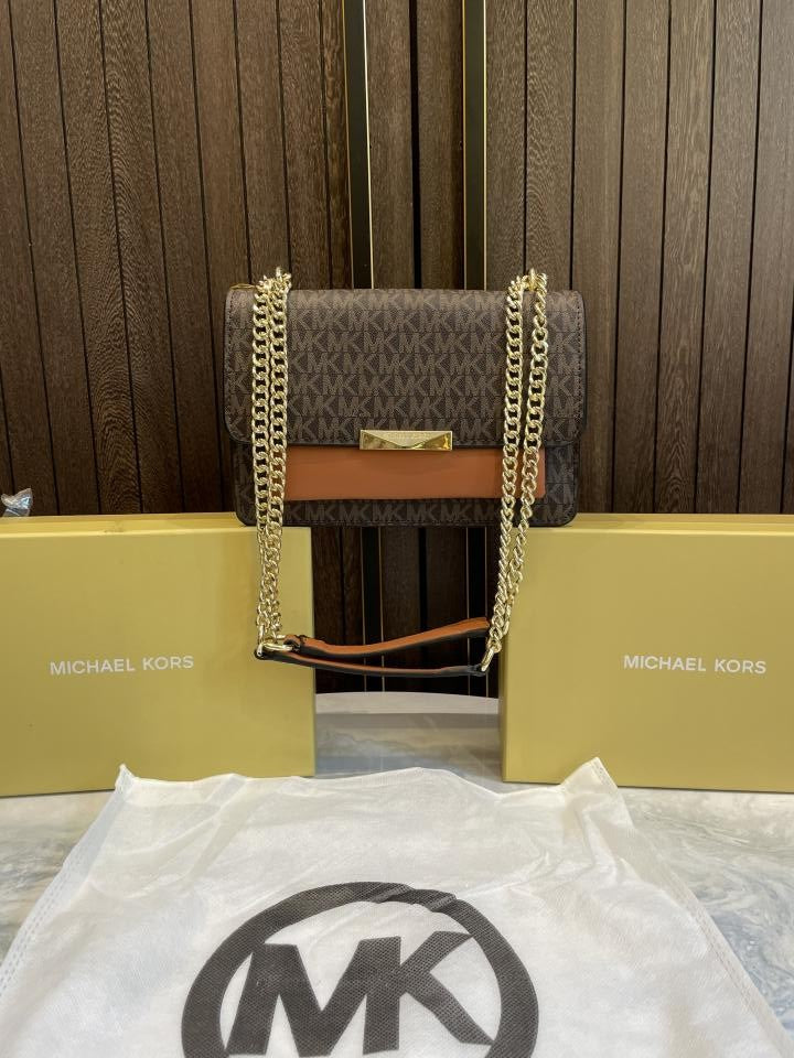 Michael  kors Jade logo print sling bag with chain strap and box 493