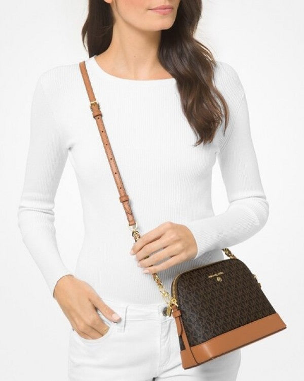 Michael kors dome crossbody bag with og box(23032 coffe brown)