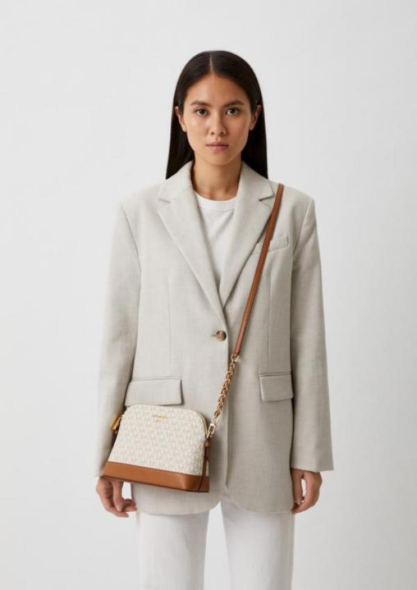 Michael kors dome crossbody bag with og box(23032 biege brown)