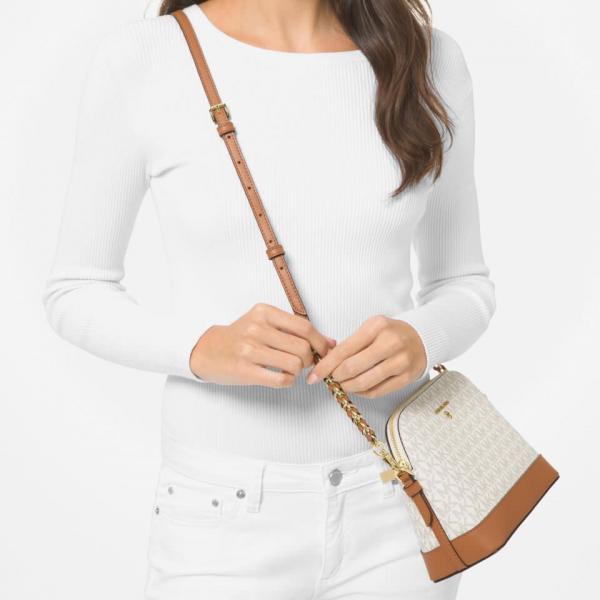 Michael kors dome crossbody bag with og box(23032 biege brown)