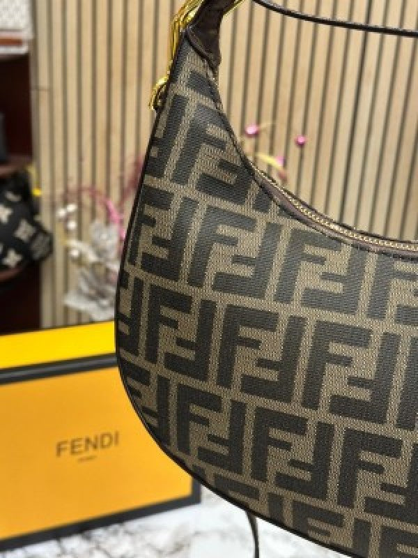 Fendi Fendigraphy Hobo Ff Jacquard Bag With Og Box And Dustbag (Brown)