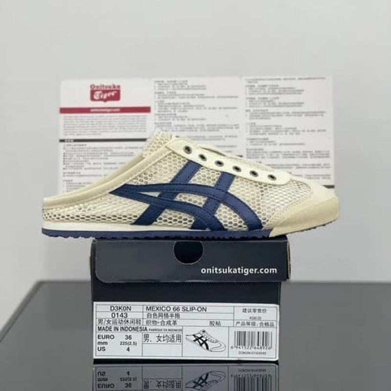 Onitsuka Tiger Mexico 66 Sabot Half Cut Shoe Cream Navy Fix #114