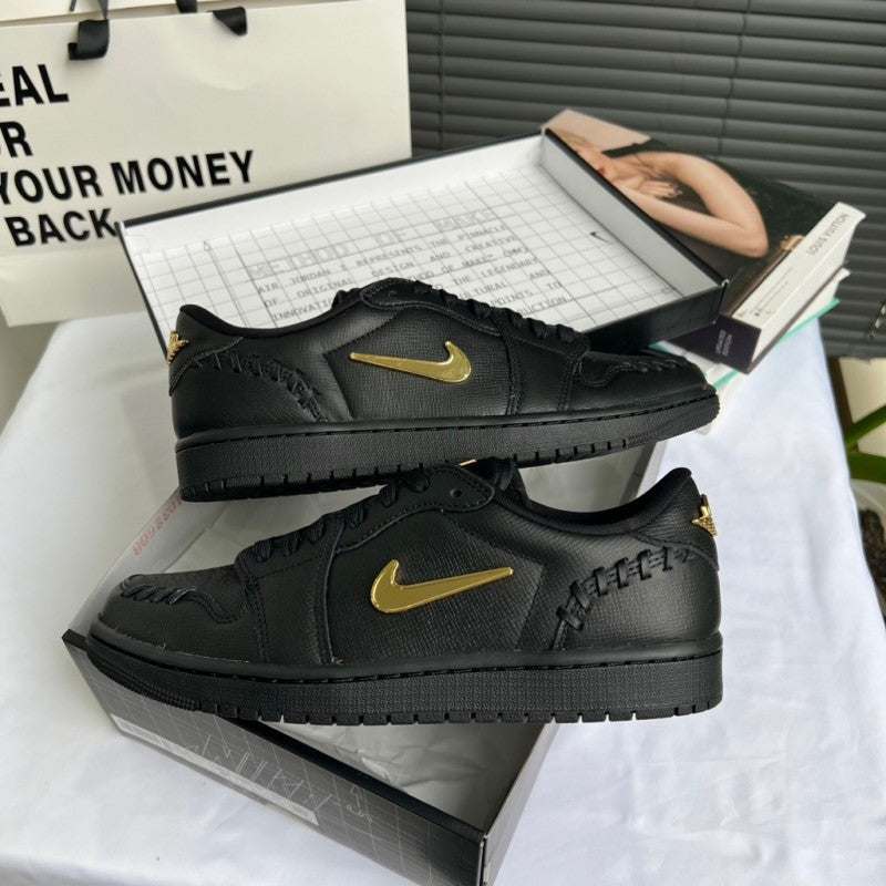 Nikee Air Jordan Retro 1 "Make Black Metallic Gold" #135