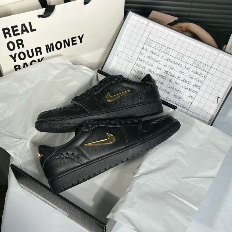 Nikee Air Jordan Retro 1 "Make Black Metallic Gold" #135