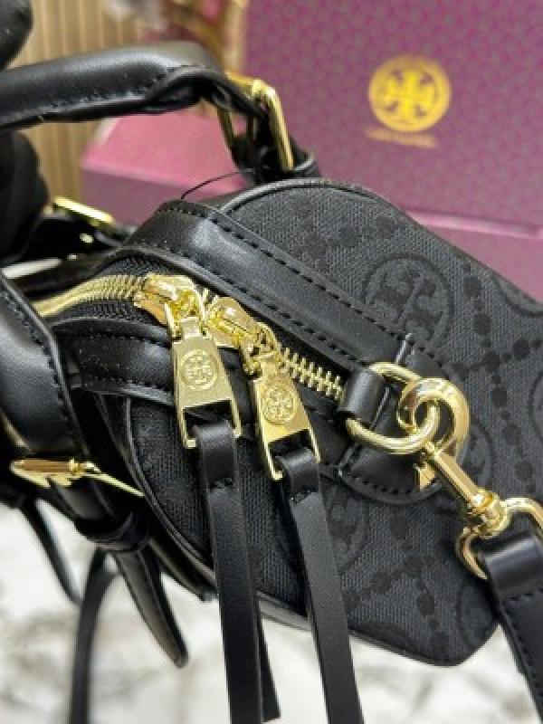 TORY BURCH SPEEDY SATCHEL MONOGRAM BAG (BLACK)