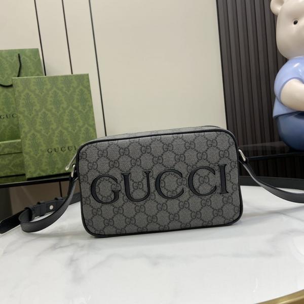Gucci Unisex Shoulder Bag with Logo Grey Messenger With OG Box & Dust Bag 768391