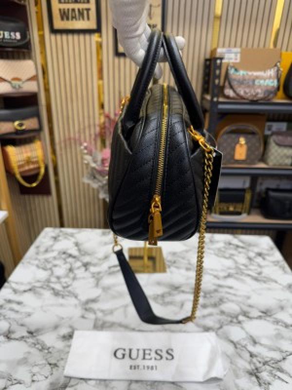 Guess Sela Box Satchel Premium Quality With Dust Bag (Black)