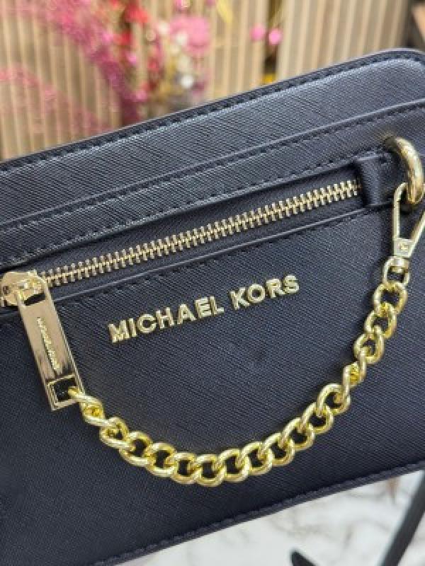 MICHAEL KORS JET SET CAMERA CROSSBODY WITH SLING WITH OG BOX AND DUST BAG (FULL BLACK)