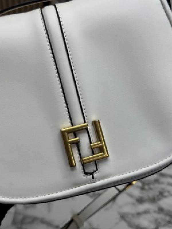 FEND I COMON FF LOGO PLAQUE HANDBAG WITH OG BOX AND DUST BAG INCLUDING CARRY BAG PREMIUM QUALITY (WHITE)