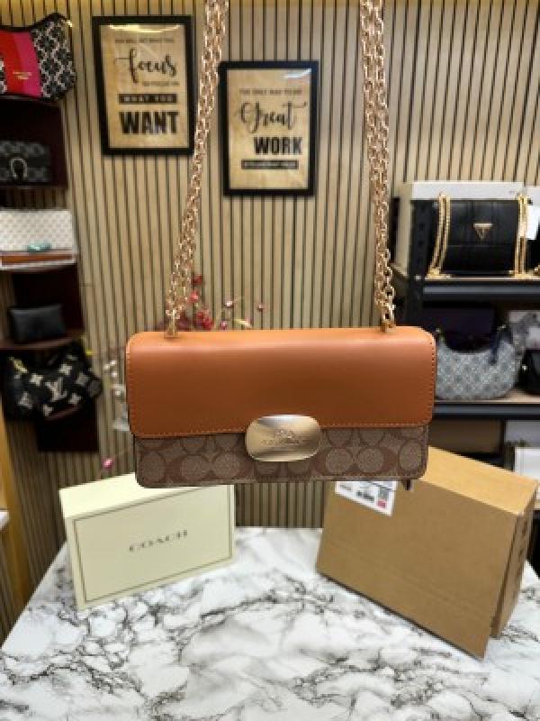 Coach Eliza Flap Crossbody Bag With Double Og Box And Dust Bag (Brown)