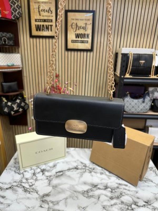 Coach Eliza Flap Crossbody Bag With Double Og Box And Dust Bag (Black)