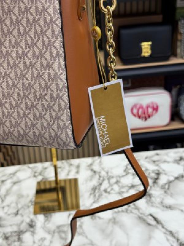 Michael Kors Karlie Medium Satchel Bag With Dust Bag (Beige)