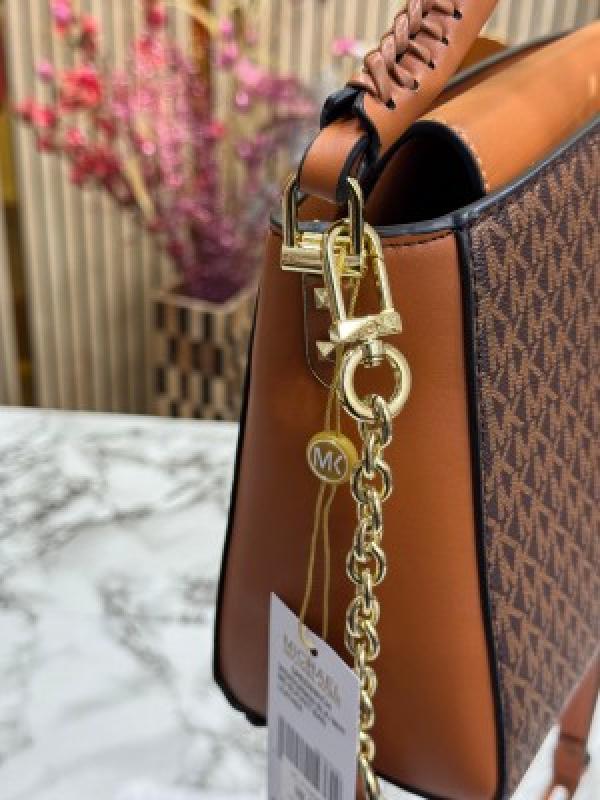 Michael Kors Karlie Medium Satchel Bag With Dust Bag (Brown)