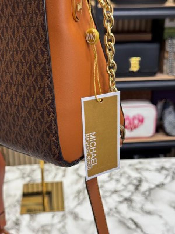 Michael Kors Karlie Medium Satchel Bag With Dust Bag (Brown)