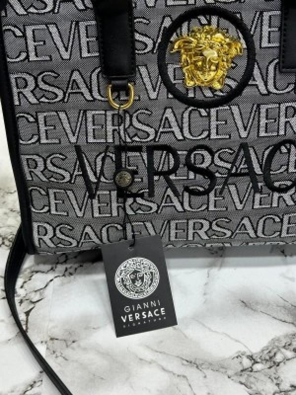 VERSACE LA VACANZA HAND BAG WITH DUST BAG (WHITE BLACK)