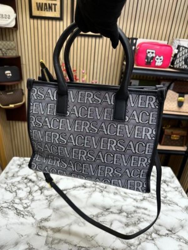 VERSACE LA VACANZA HAND BAG WITH DUST BAG (WHITE BLACK)
