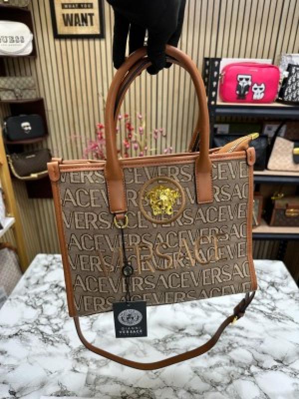VERSACE LA VACANZA HAND BAG WITH DUST BAG (BROWN)