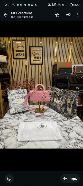 Christian Dior D Joy Pearl Patent Handbag With Box And Dust Bag Including CarryBag (Pink)