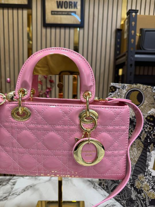Christian Dior D Joy Pearl Patent Handbag With Box And Dust Bag Including CarryBag (Pink)