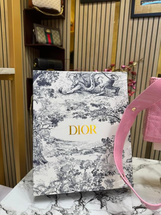 Christian Dior D Joy Pearl Patent Handbag With Box And Dust Bag Including CarryBag (Pink)