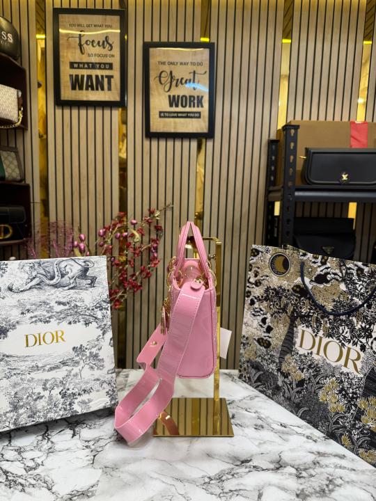 Christian Dior D Joy Pearl Patent Handbag With Box And Dust Bag Including CarryBag (Pink)