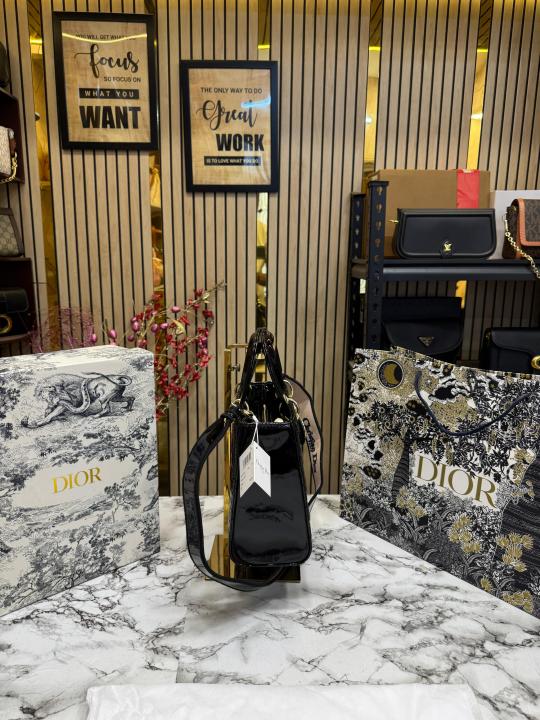 Christian Dior Lady Bag Glossy With Box And Dust Bag Including CarryBag (Black)