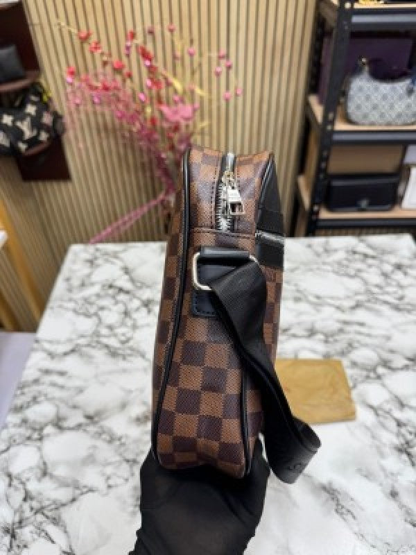 LOUIS VUITTON LV LOGO SIDE BAG BROWN CHECKS WITH DUST BAG