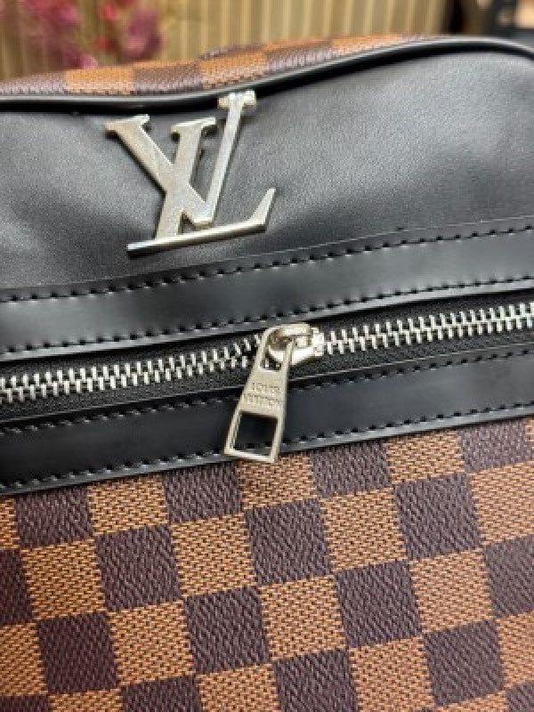 LOUIS VUITTON LV LOGO SIDE BAG BROWN CHECKS WITH DUST BAG
