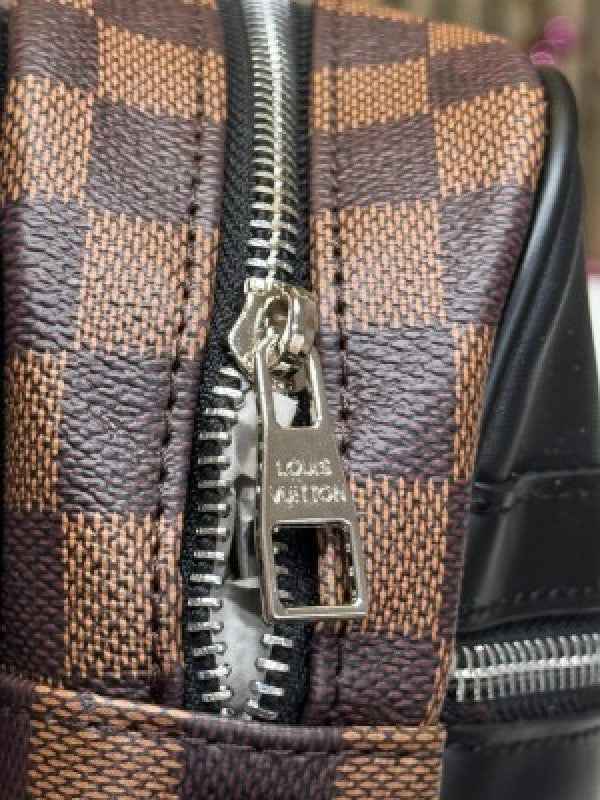 LOUIS VUITTON LV LOGO SIDE BAG BROWN CHECKS WITH DUST BAG