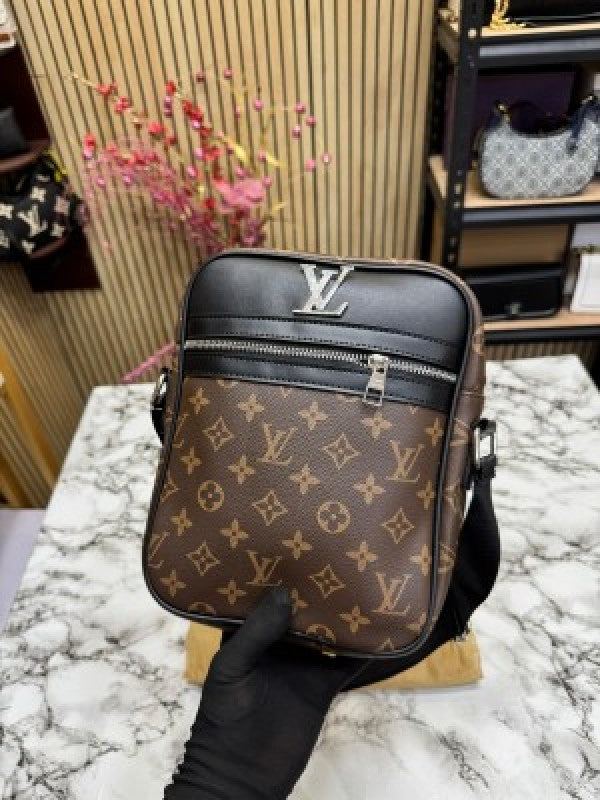 LOUIS VUITTON LV LOGO SIDE BAG BROWN MONO WITH DUST BAG