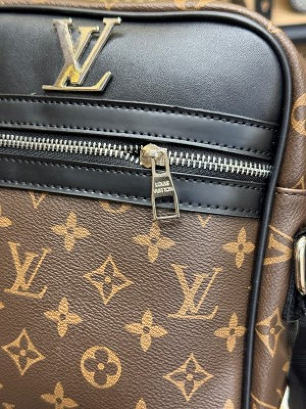 LOUIS VUITTON LV LOGO SIDE BAG BROWN MONO WITH DUST BAG