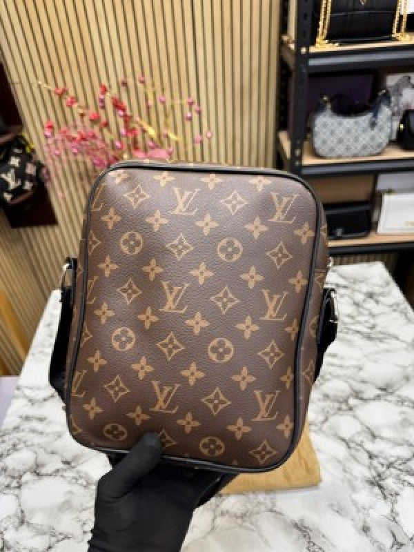 LOUIS VUITTON LV LOGO SIDE BAG BROWN MONO WITH DUST BAG