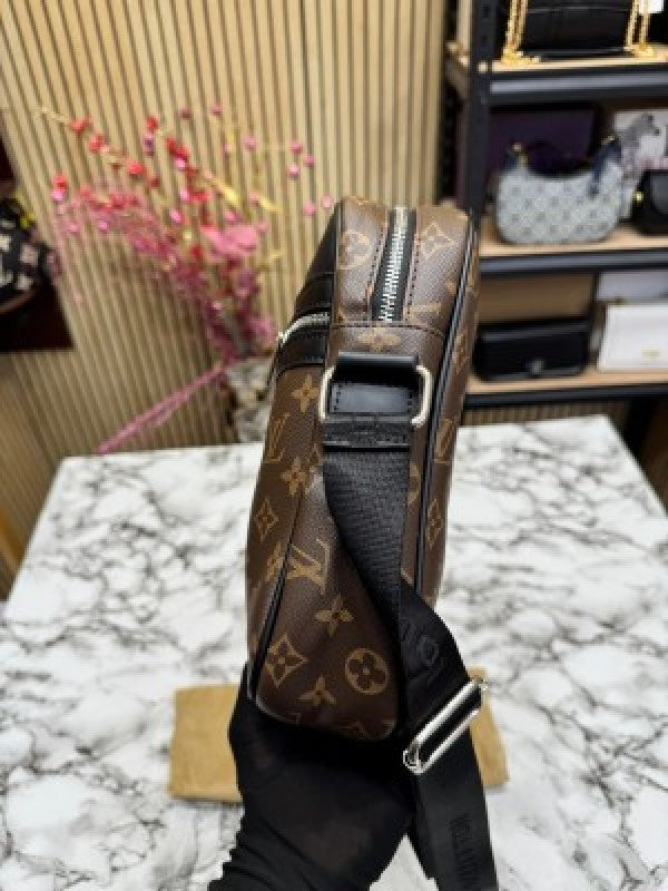 LOUIS VUITTON LV LOGO SIDE BAG BROWN MONO WITH DUST BAG