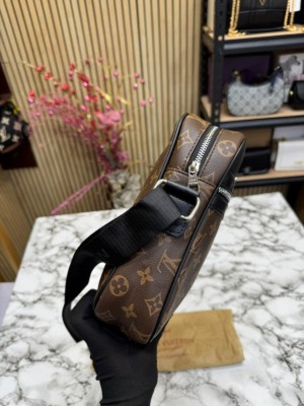LOUIS VUITTON LV LOGO SIDE BAG BROWN MONO WITH DUST BAG