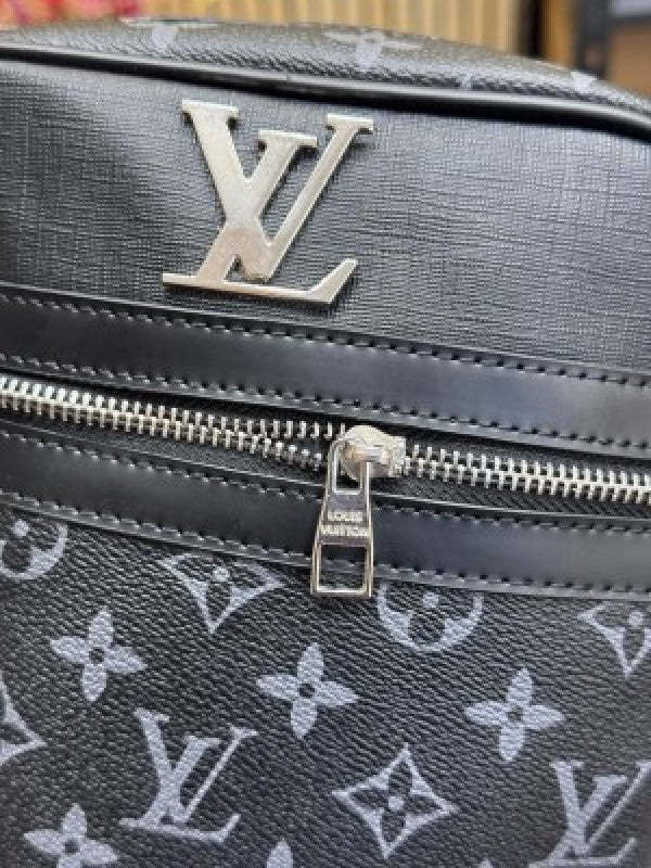 LOUIS VUITTON LV LOGO SIDE BAG BLACK CHECKS WITH DUST BAG