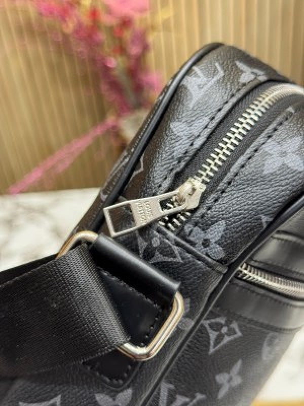 LOUIS VUITTON LV LOGO SIDE BAG BLACK CHECKS WITH DUST BAG