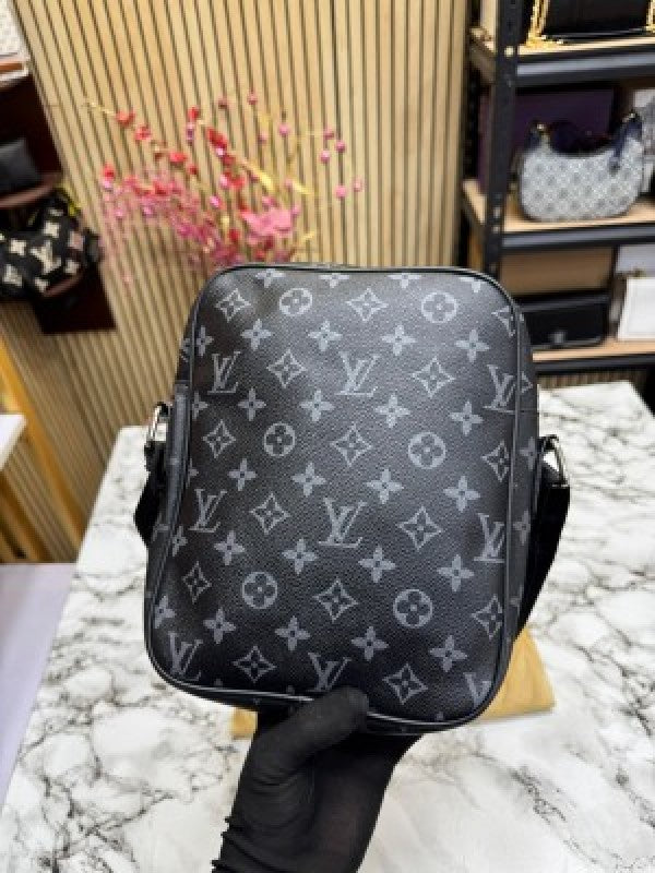 LOUIS VUITTON LV LOGO SIDE BAG BLACK CHECKS WITH DUST BAG