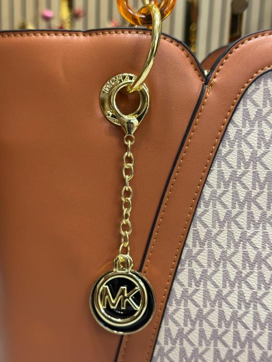Michael Kors Raven Large Logo Tote Bag With Dust Bag (Beige Brown)